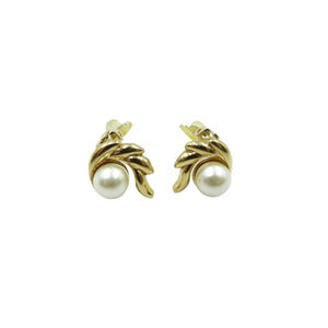 Vintage Gold Tone & Faux Pearl Clip On Earrings