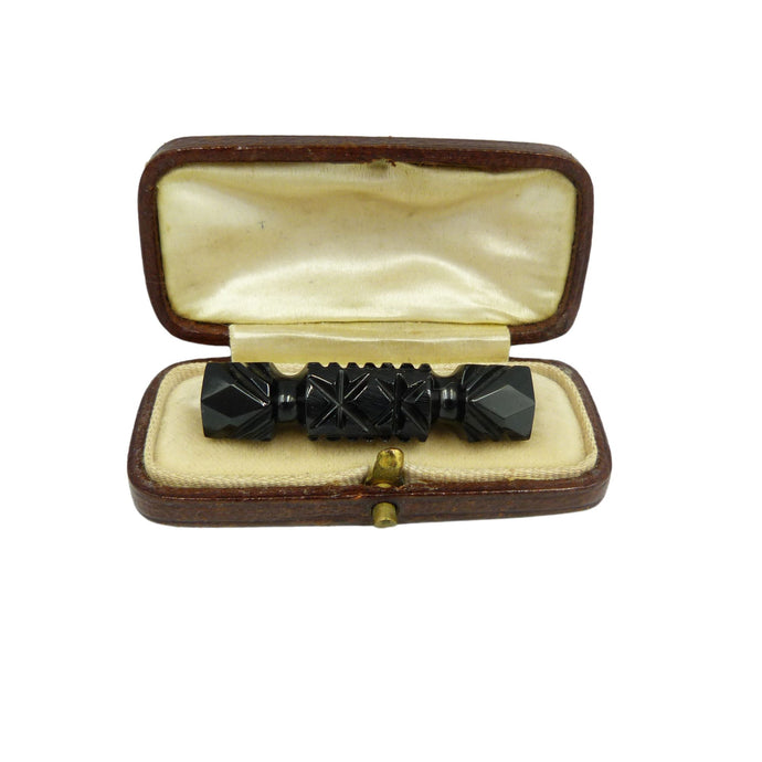 Antique Victorian Whitby Jet Mourning Brooch