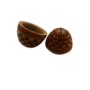 Vintage Carved Coquilla Nut Thimble Holder