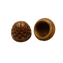 Load image into Gallery viewer, Vintage Carved Coquilla Nut Thimble Holder