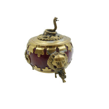 Load image into Gallery viewer, Antique Chinese Silver Carnelian Incense Burner Lidded Pot, Incense Holder