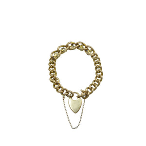 Antique Gold on Brass Turquoise & Pearl Heart Padlock Bracelet