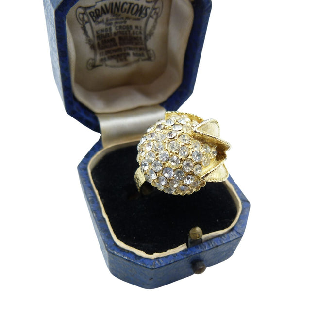 Vintage Gold & Rhinestone Cocktail Ring