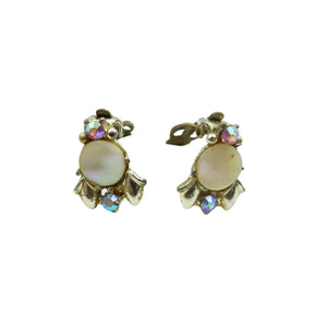 Vintage Faux Mother of Pearl Clip On Earrings