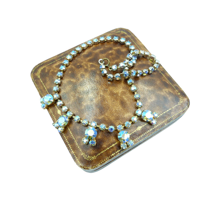 Vintage Blue Crystal Rhinestone Necklace