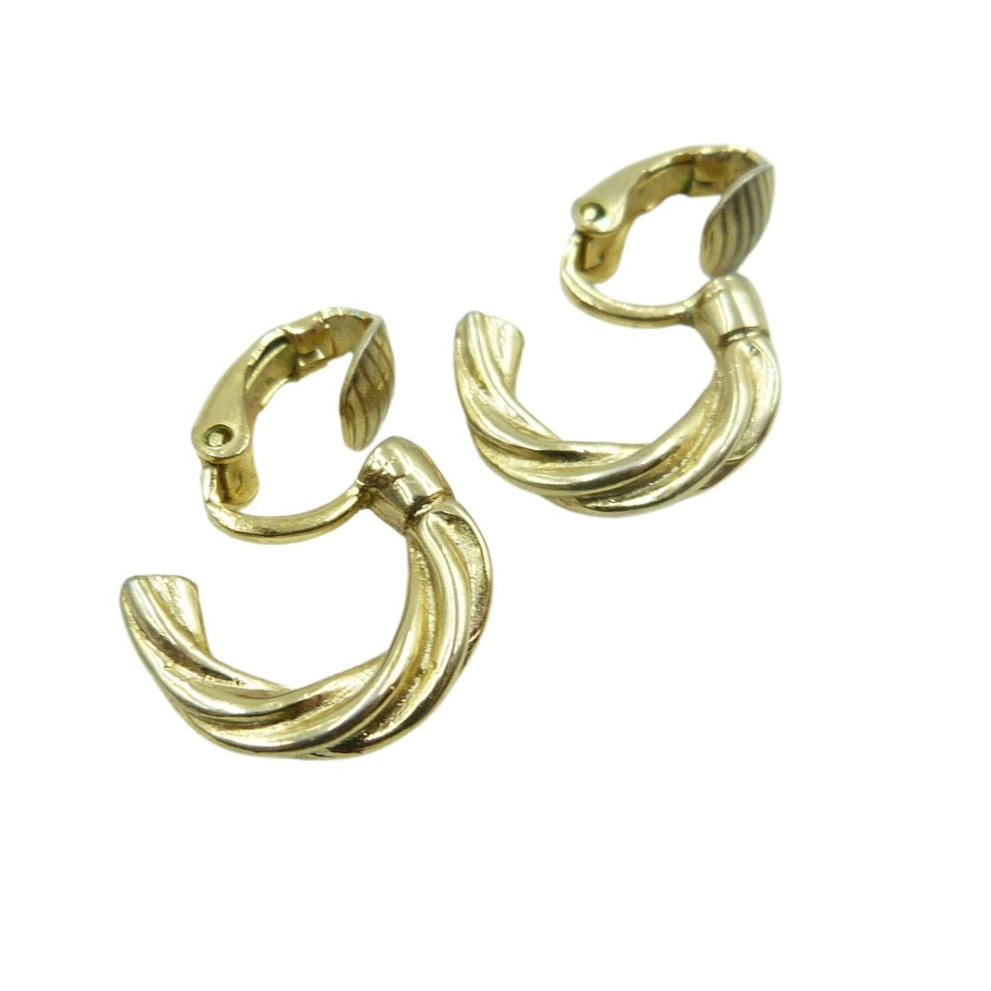 Vintage 1980s small Gold Hoop Clip On Earrings
