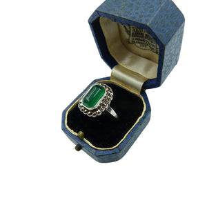 Vintage Silver Green Chrysoprase Chalcedony Ring