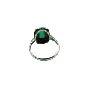 Vintage Silver Green Chrysoprase Chalcedony Ring