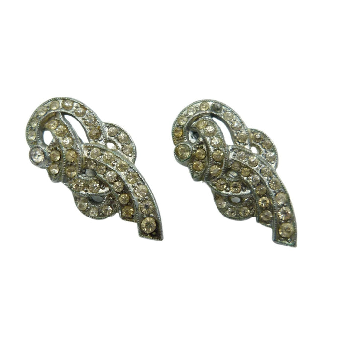 Art Deco Paste Clip On Earrings