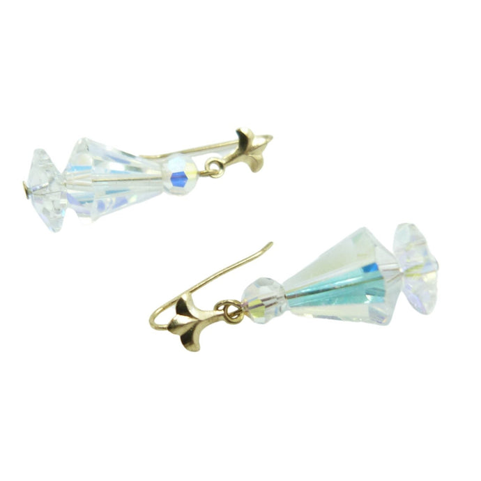 Vintage Clear crystal glass Aurora Borealis Earrings