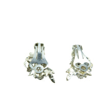 Load image into Gallery viewer, Vintage Blue Rhinestone Leaf Clip On Earrings