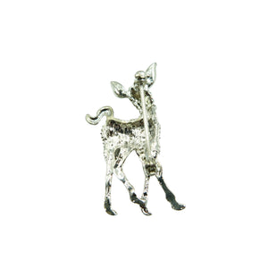 Vintage Silver Rhinestone Deer Brooch