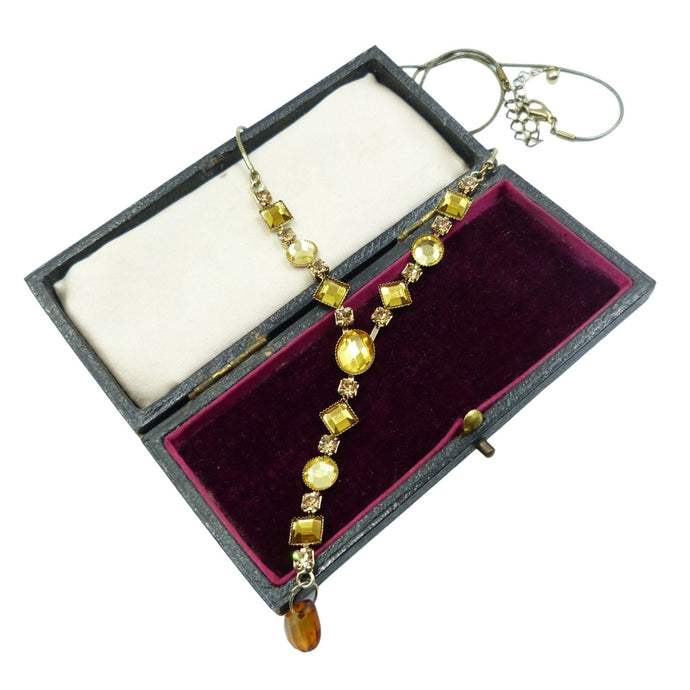 Vintage Gold & Citrine Glass drop Necklace