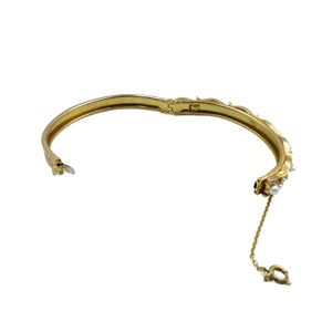 Vintage Gold Plated Pearl Hinged Bracelet