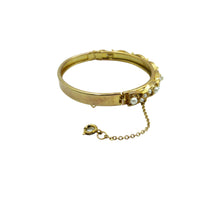 Load image into Gallery viewer, Vintage Gold Plated Pearl Hinged Bracelet