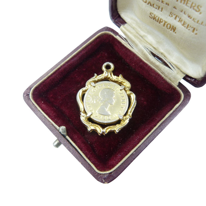 Vintage Gold Plated Sixpence Pendant