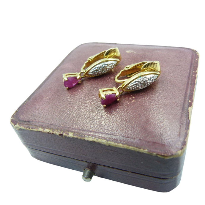 Vintage Gold & Faux Ruby Earrings
