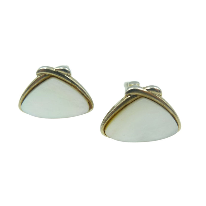 Vintage Gold Tone Mother Of Pearl Cufflinks