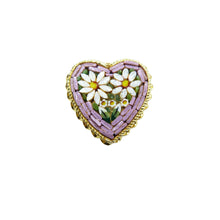 Load image into Gallery viewer, Vintage Italian Micro Mosaic Flower Heart Brooch