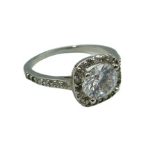 Load image into Gallery viewer, Vintage Silver Cubic Zirconia Cocktail Ring UK Size J