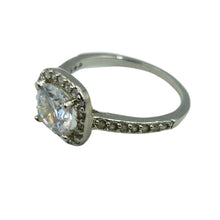 Load image into Gallery viewer, Vintage Silver Cubic Zirconia Cocktail Ring UK Size J