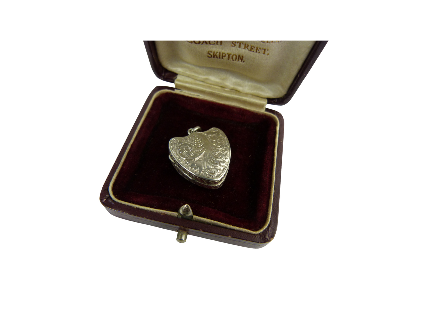 Antique Silver Plate Engraved Shield Locket