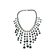 Load image into Gallery viewer, Vintage Black Glass Bead Bib Collar Necklace