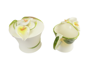 German Graff Porcelain Arum Lily Creamer & Sugar Bowl