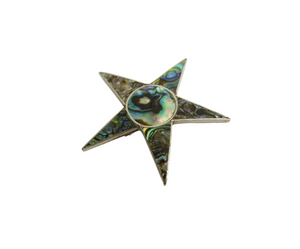 Vintage Mexico Silver Abalone Shell Star Brooch