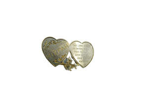Antique Gold Tone Mizpah Sweetheart Brooch