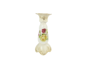 Antique Porcelain Floral Rose Candlesticks