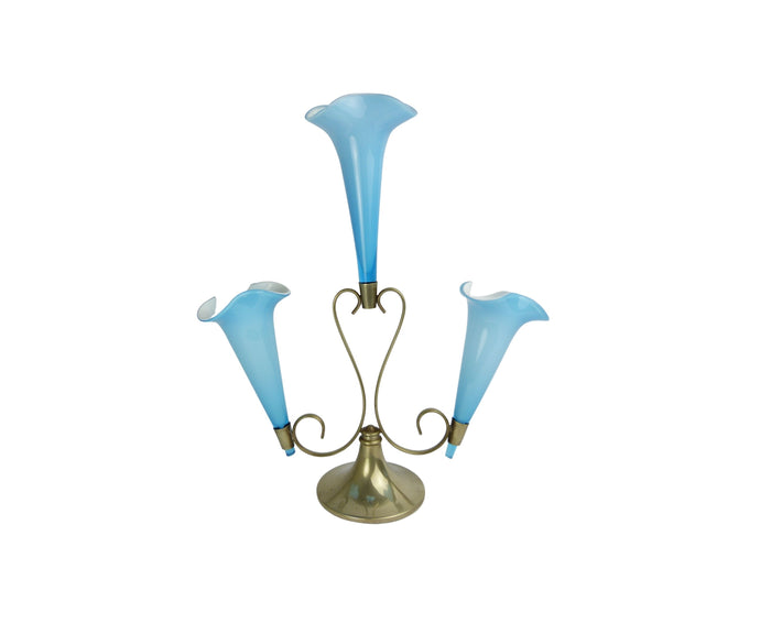Victorian Blue and White Glass Epergne