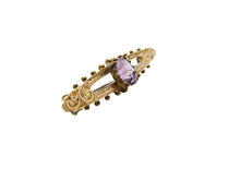 Load image into Gallery viewer, Antique Victorian Gold Plated Amethyst Bar Brooch