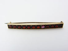 Load image into Gallery viewer, Antique Victorian Gold Plated Garnet Bar Brooch
