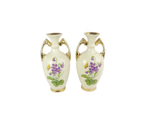 Load image into Gallery viewer, Antique Victorian Floral Patterned Twin Handled Vases