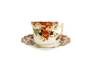 Antique Wellington China JHC & Co. Imari Pattern Tea Cup and Saucer - Longton Staffordshire China
