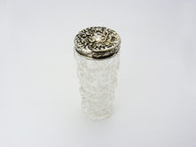 Load image into Gallery viewer, Antique Edwardian Silver Lidded Cut Glass Bottle Hat Hair Pin Vanity Jar