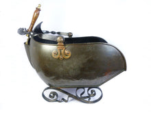 Load image into Gallery viewer, Antique John Marston Brass &amp; Wrought Iron Coal Scuttle RD127757 1890