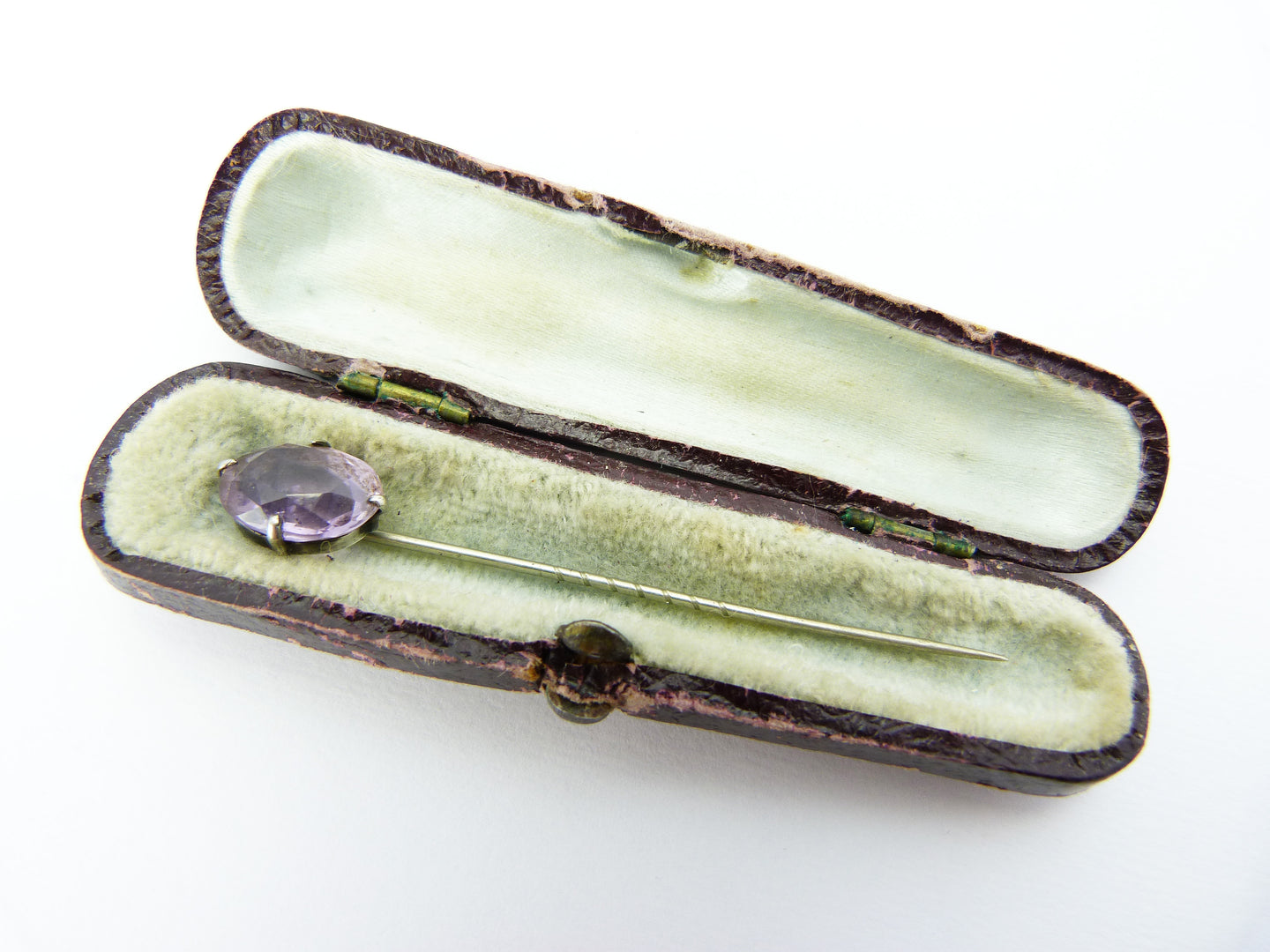 Antique Silver & Amethyst Stick Lapel Pin
