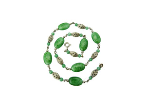 Art Deco Neiger Czech Green Peking Glass Necklace