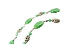 Load image into Gallery viewer, Art Deco Neiger Czech Green Peking Glass Necklace