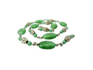 Art Deco Neiger Czech Green Peking Glass Necklace