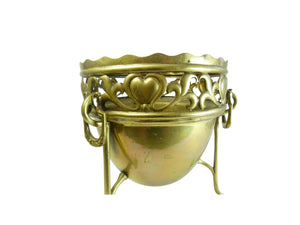 Antique Art Nouveau Pierced Brass Jardiniere