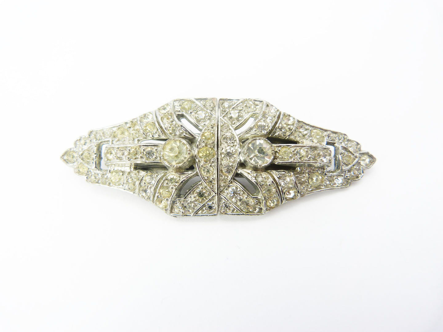 Art Deco Diamond Paste Double Duette Clip/Brooch
