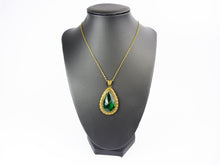 Load image into Gallery viewer, Art Deco Max Neiger Brass &amp; Green Czech Glass Necklace