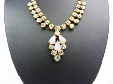 Load image into Gallery viewer, Vintage Pink Opal &amp; Crystal Rhinestone Necklace