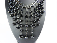 Load image into Gallery viewer, Art Deco Style Black Glass Bead Crystal Rhinestone Bib Collar Necklace