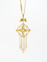 Load image into Gallery viewer, Art Nouveau Belle Epoque 9CT Gold, Peridot &amp; Pearl Pendant Necklace - Barnet Henry Joseph