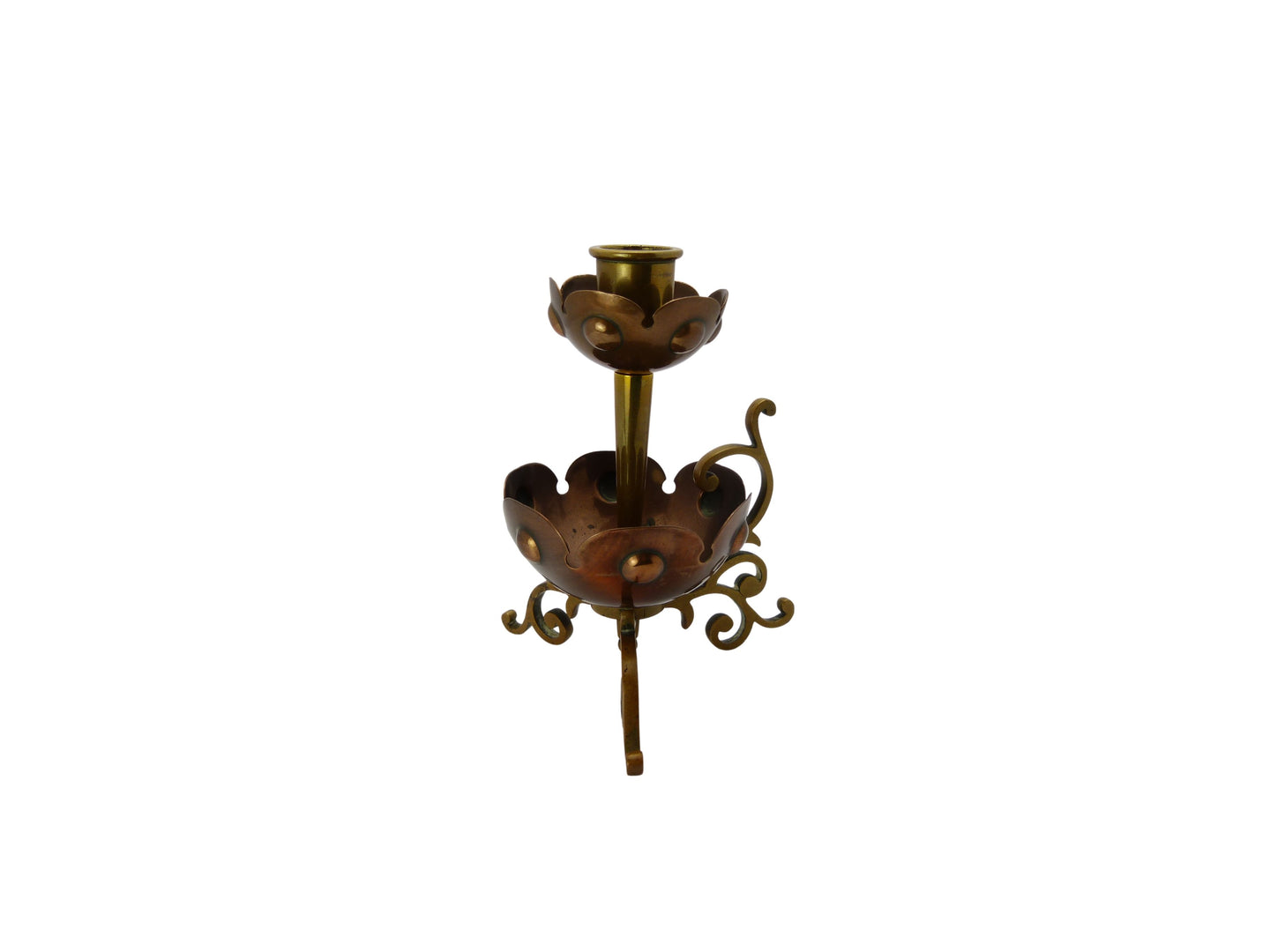Antique Arts & Crafts Copper and Brass Candle Holder