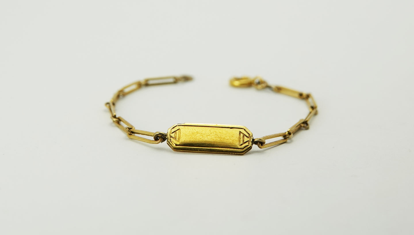 Vintage Gold Filled Child's ID Chain Bracelet 